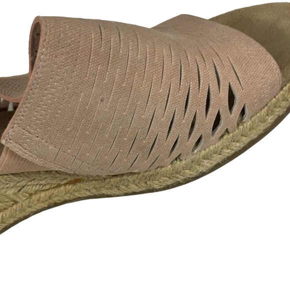 Easy Street Sz 12 Blush Pink Stretch Comfort Espadrille Wedge Slide Heel Shoe - Picture 9 of 12